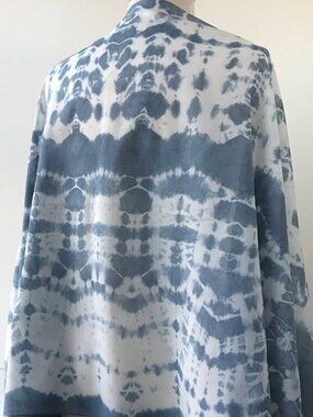 Indigo Blue & White Silk and Cotton Scarf: Hand-Dyed Oversized Wrap